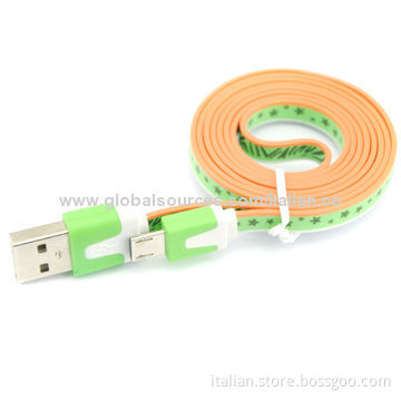 Flat colored micro USB cable, wholesale